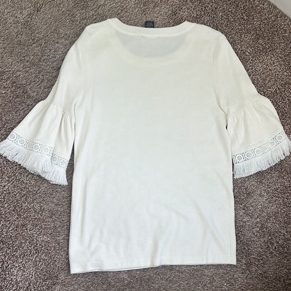 Chelsea & Theodore Boho Lace Tassel Flare Sleeve Top - Picture 5 of 5